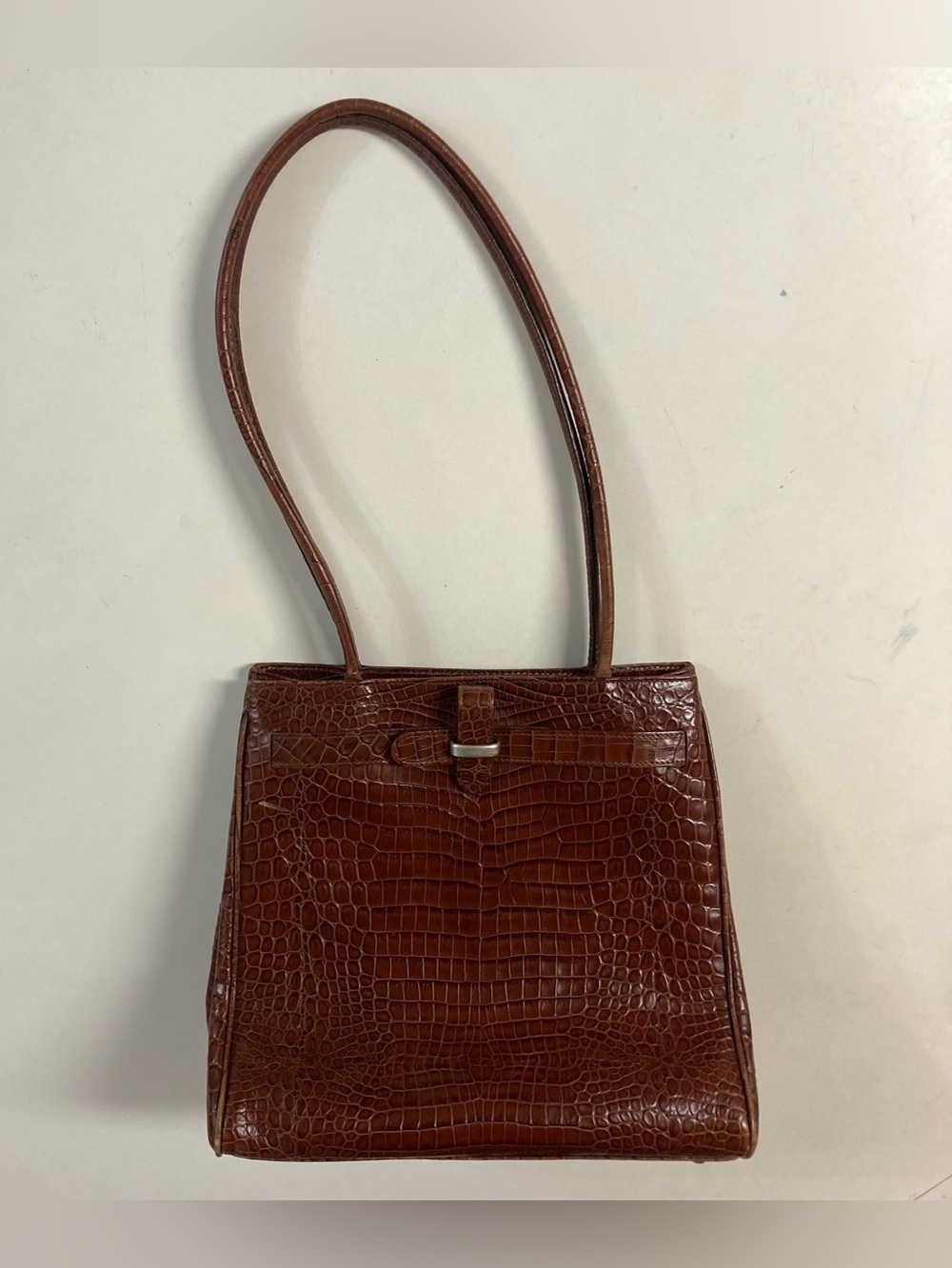 Italian Leather Cognac Croc Purse - Picture 12 of 14